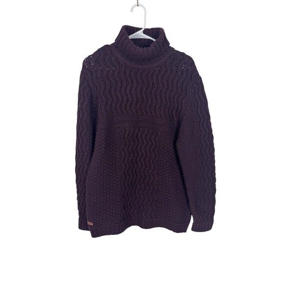 66 North Iceland Eggplant Purple Wool Turtleneck Chunky Sweater Jumper SZ M - Picture 1 of 8